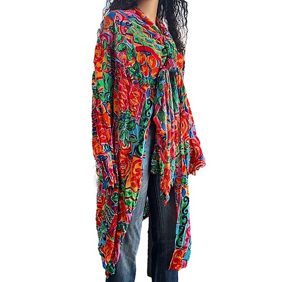 Oversized Vintage Abstract Floral Beaded Kimono Cardigan - Picture 12 of 12